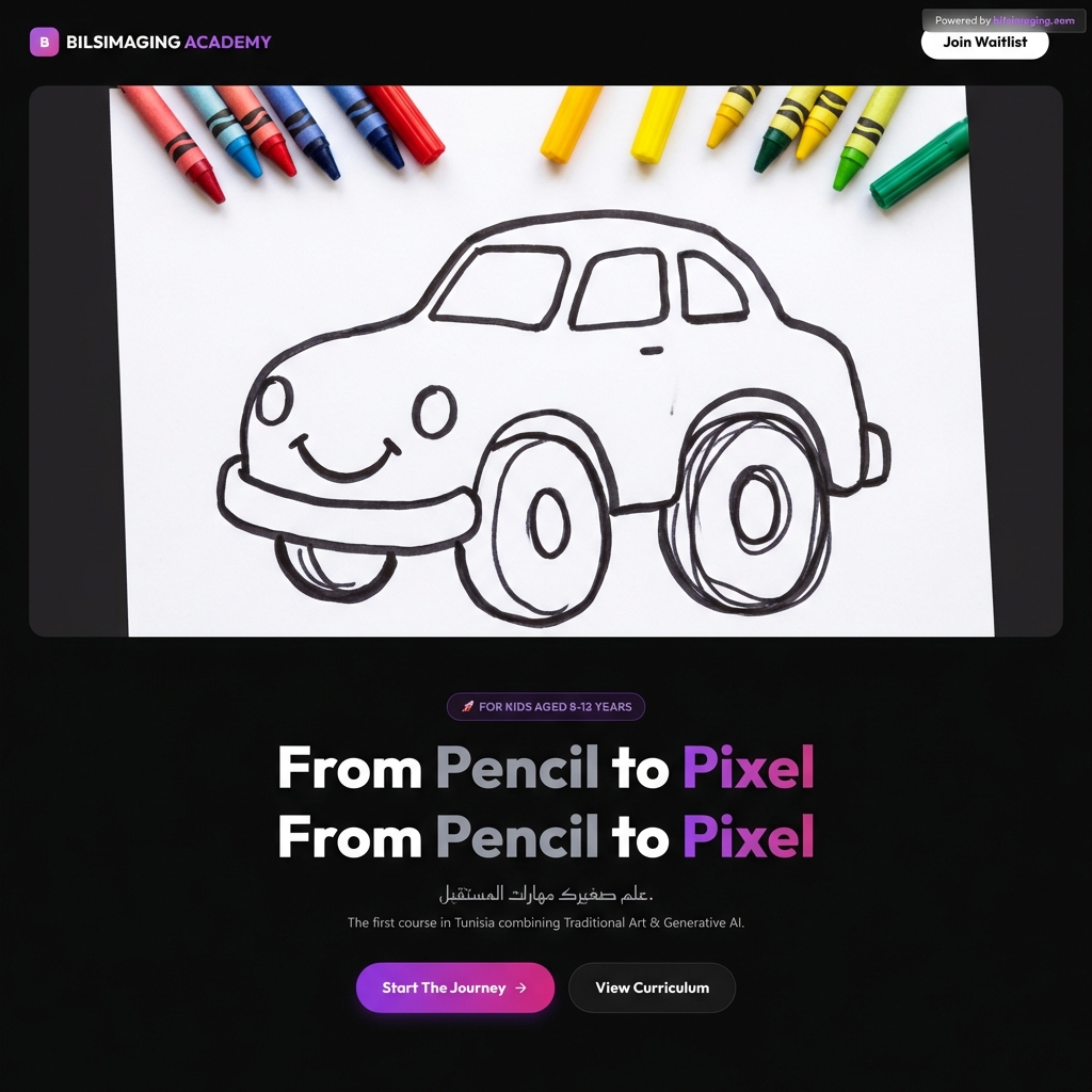 Child's pencil sketch of a super car