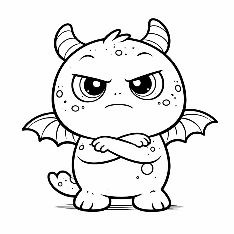 Child's pencil sketch of a dragon monster